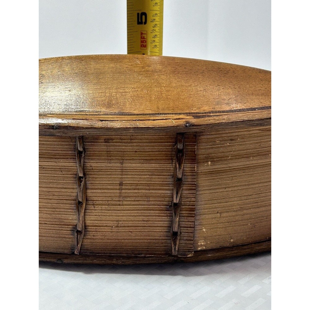 Thai AKHA Hill Tribe Bamboo Mulberry Wood Oval Tobacco‎ Box 4.5” - Picture 8 of 12